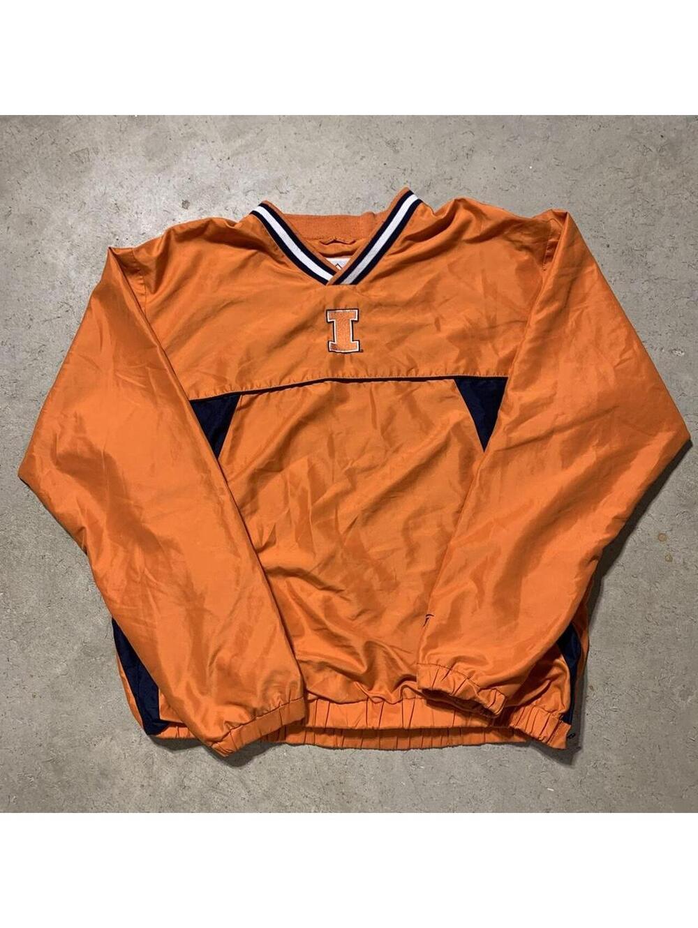 Vintage Y2K Illinois Fighting Illini 58 Sports Pullover Jacket Mens M Orange